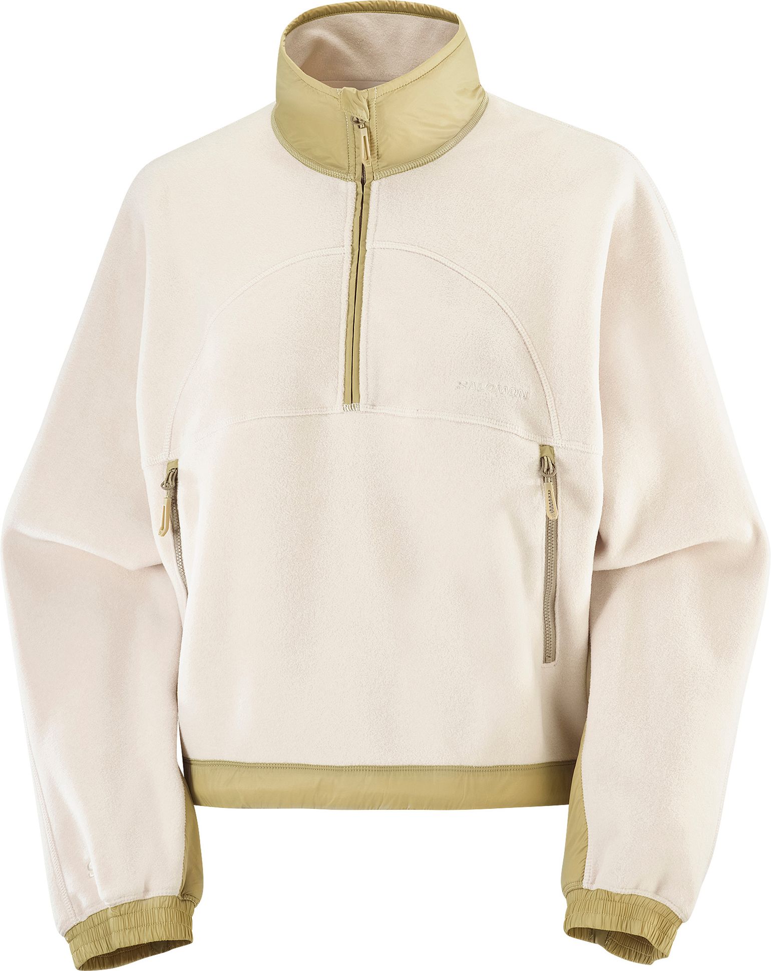 Salomon Women's Chroma Fleece Crop Half Zip Whisper White/Gray Green