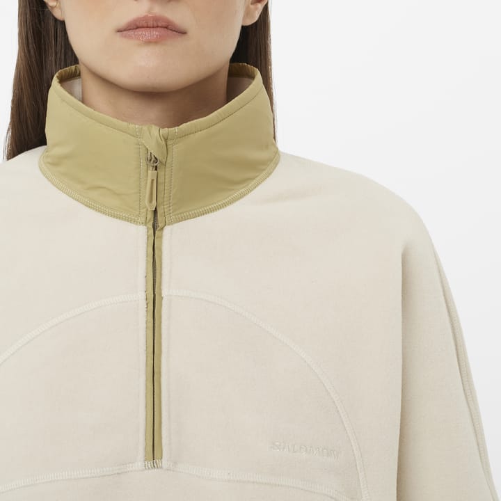 Salomon Women's Chroma Fleece Crop Half Zip Whisper White/Gray Green Salomon