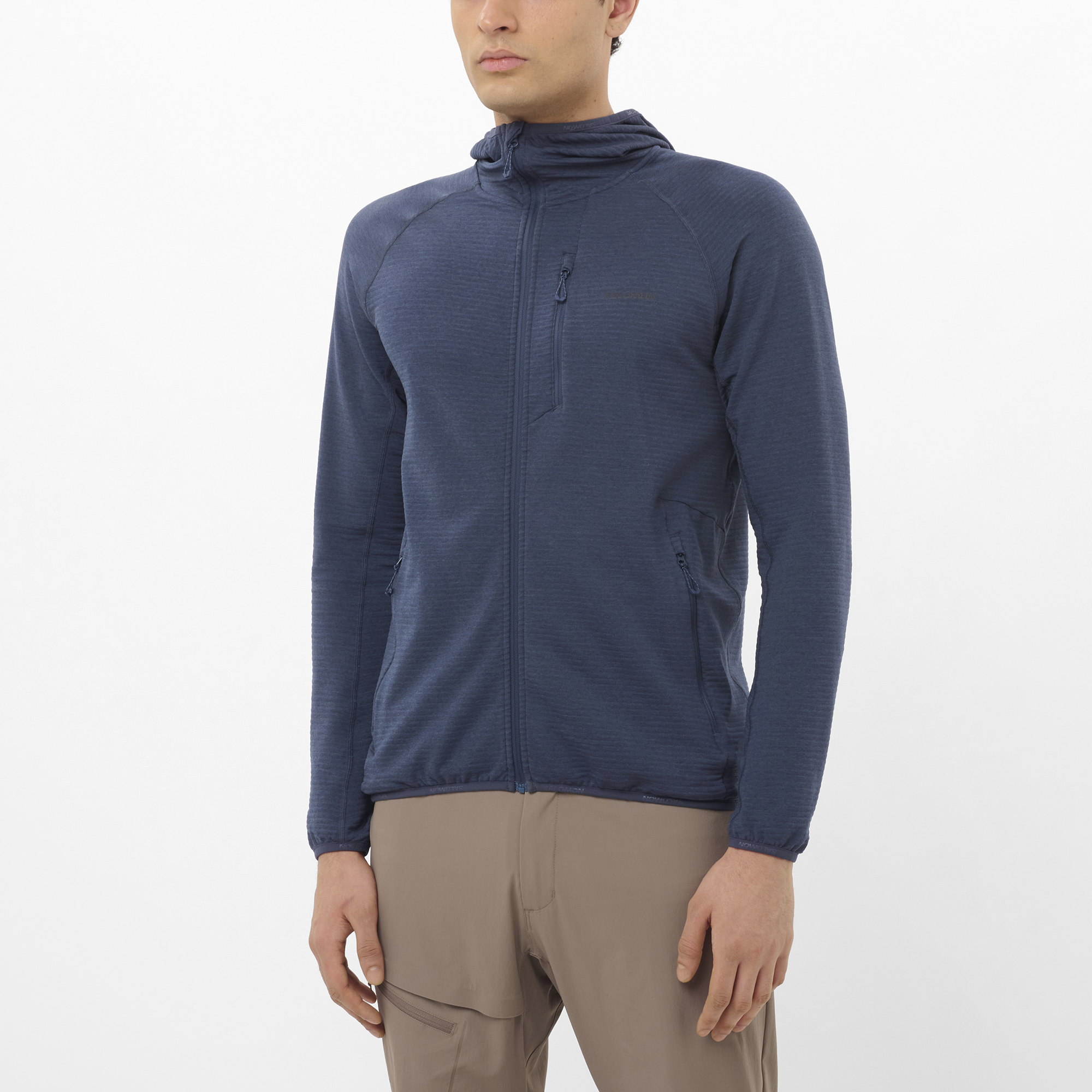 Salomon Men's Essential Lightwarm Hoodie Blue Nights Mellanlager tröjor S
