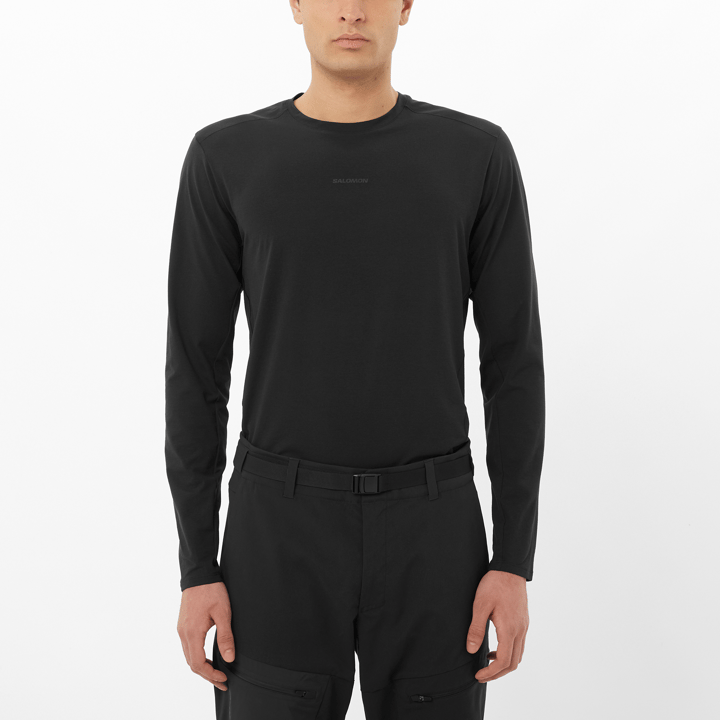 Salomon Men's Trackline Long Sleeve Tee Deep Black Salomon