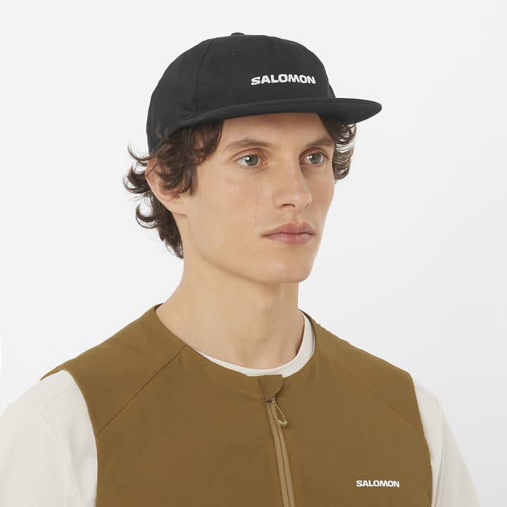 Salomon Logo Flat Cap Deep Black Salomon