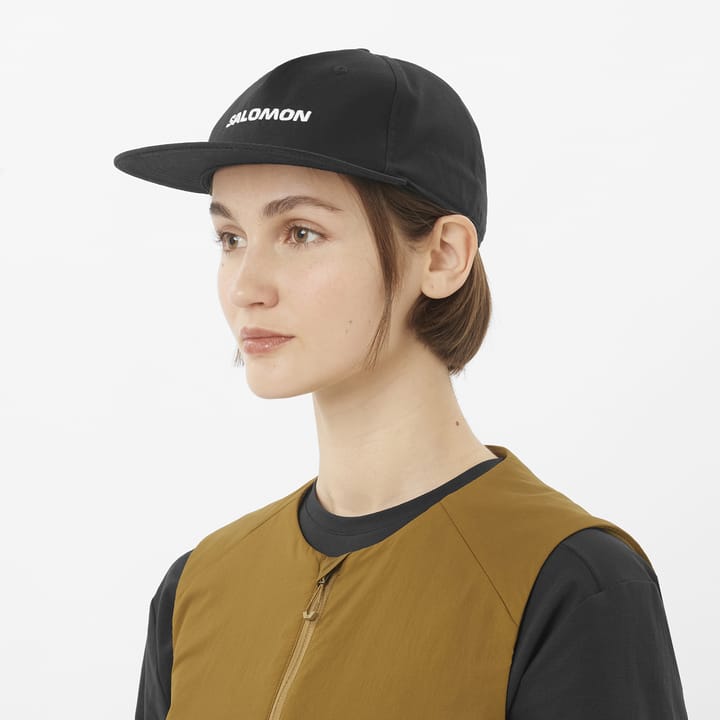 Salomon Logo Flat Cap Deep Black Salomon