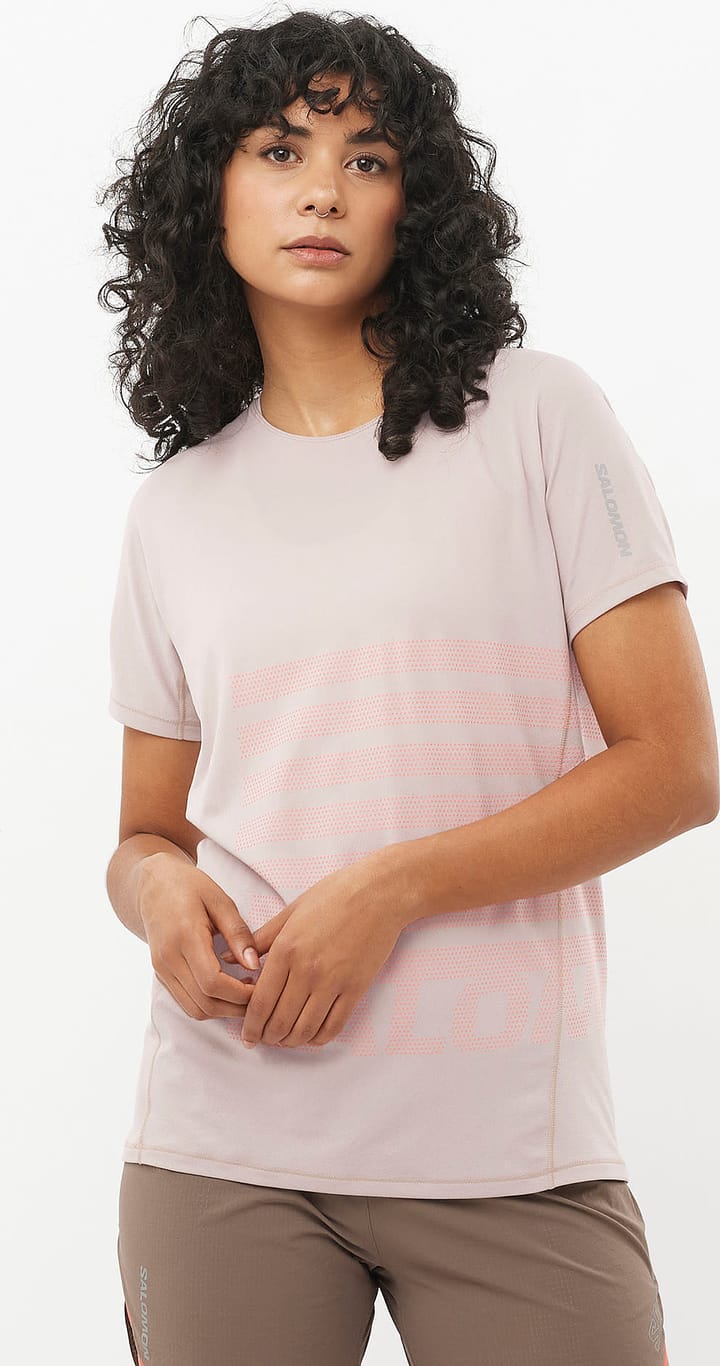 Salomon Women's Sense Aero Graphic Tee Etherea/neon Flame/ Salomon