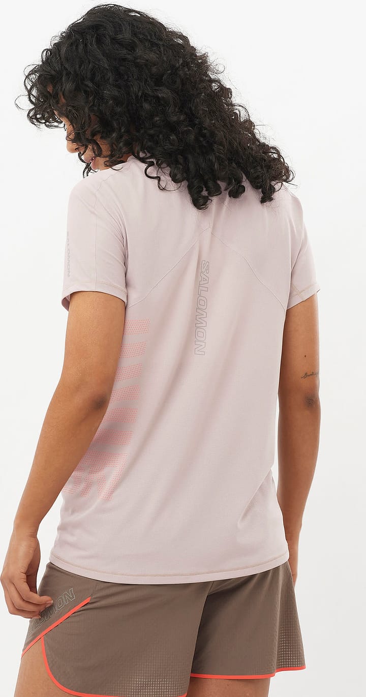Salomon Women's Sense Aero Graphic Tee Etherea/neon Flame/ Salomon