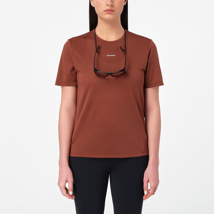 Salomon Women's Shkout Core Short Sleeve Tee Burnt Umber Salomon