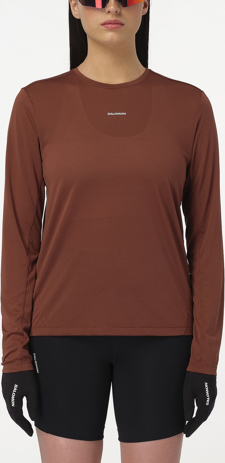 Salomon Women's Shkout Core Long Sleeve Tee Burnt Umber Salomon