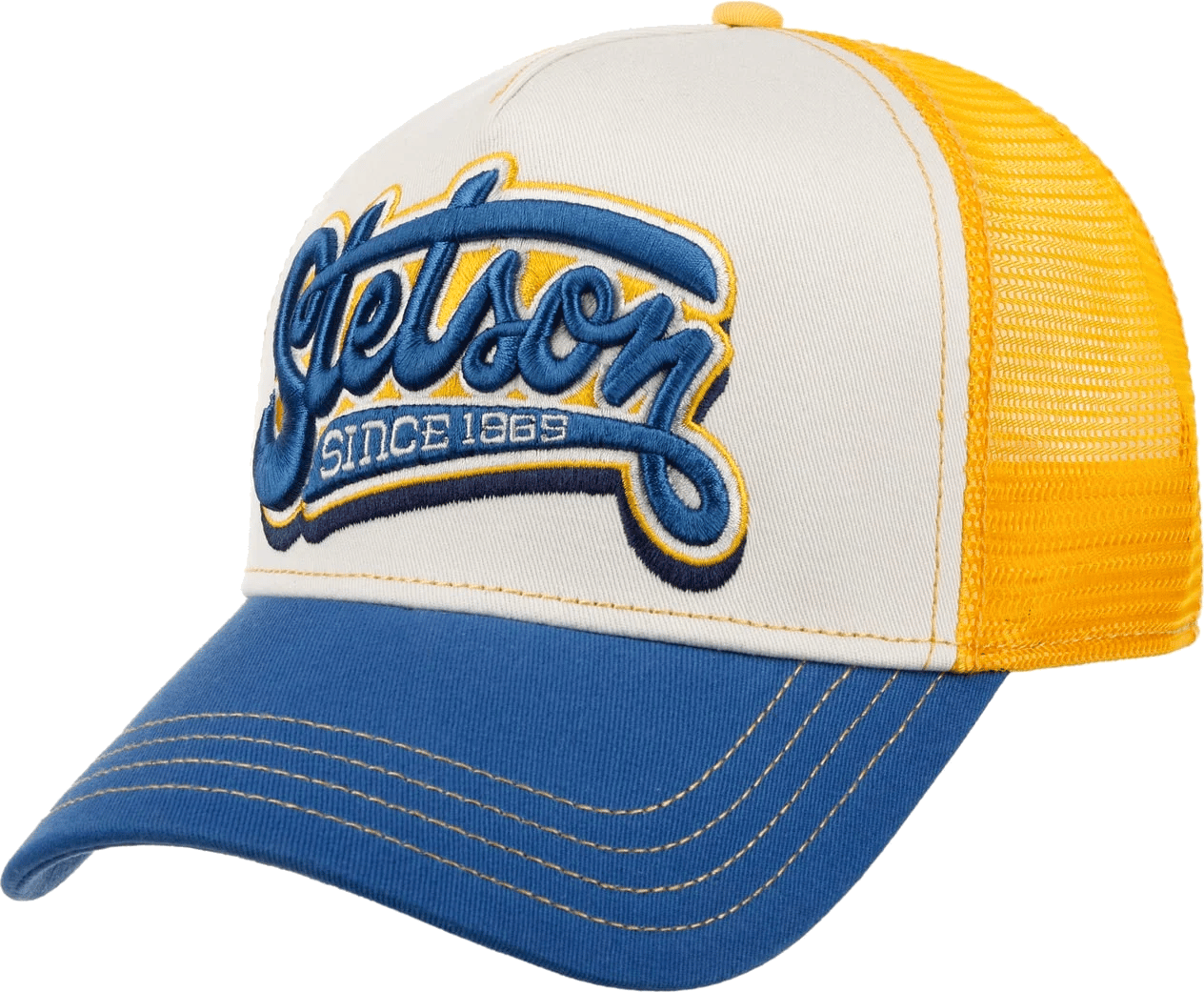 Stetson Vit trucker Keps Lettering 29 White/Yellow/Blue A-Frame Trucker herr – bild 2