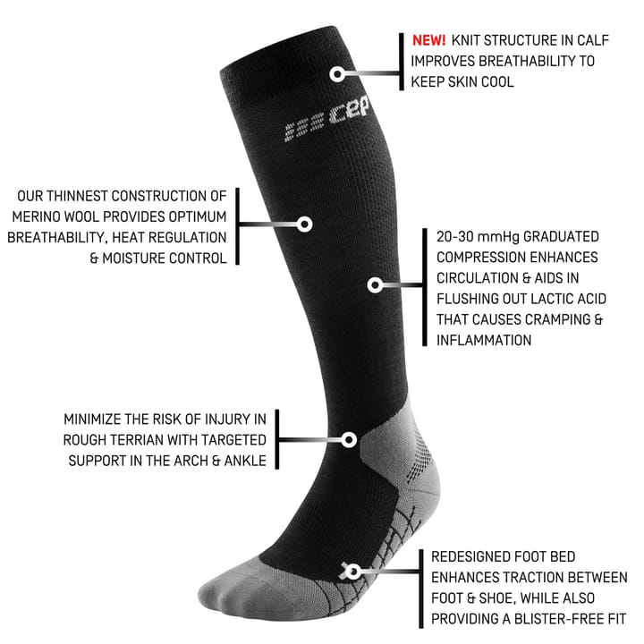 CEP Cep Light Merino Socks, Hiking, Tall, V3, Men Black CEP