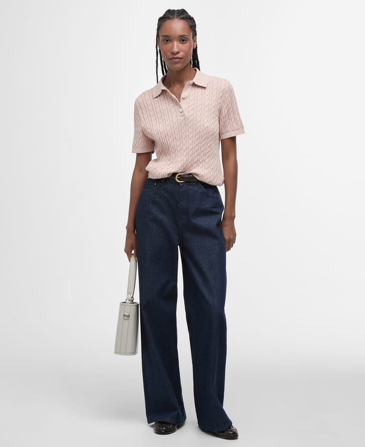 Barbour Women's Barbour Hartland Knitted Polo Jumper Primrose Pink Barbour Barbour Women's Barbour Hartland Knitted Polo Jumper Primrose Pink Barbour