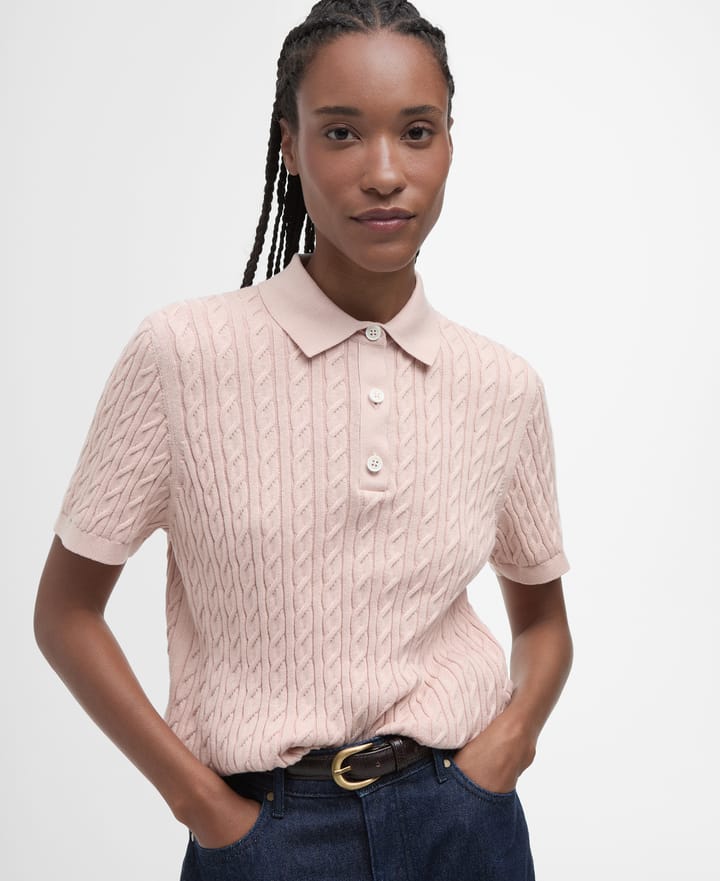 Barbour Women's Barbour Hartland Knitted Polo Jumper Primrose Pink Barbour Barbour Women's Barbour Hartland Knitted Polo Jumper Primrose Pink Barbour