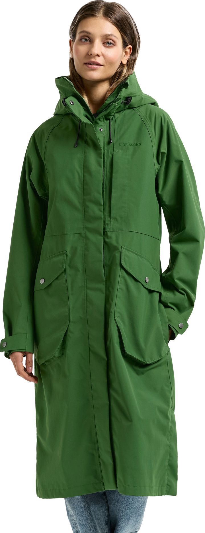 Didriksons Women's Louise Parka Long Velvet Green Didriksons