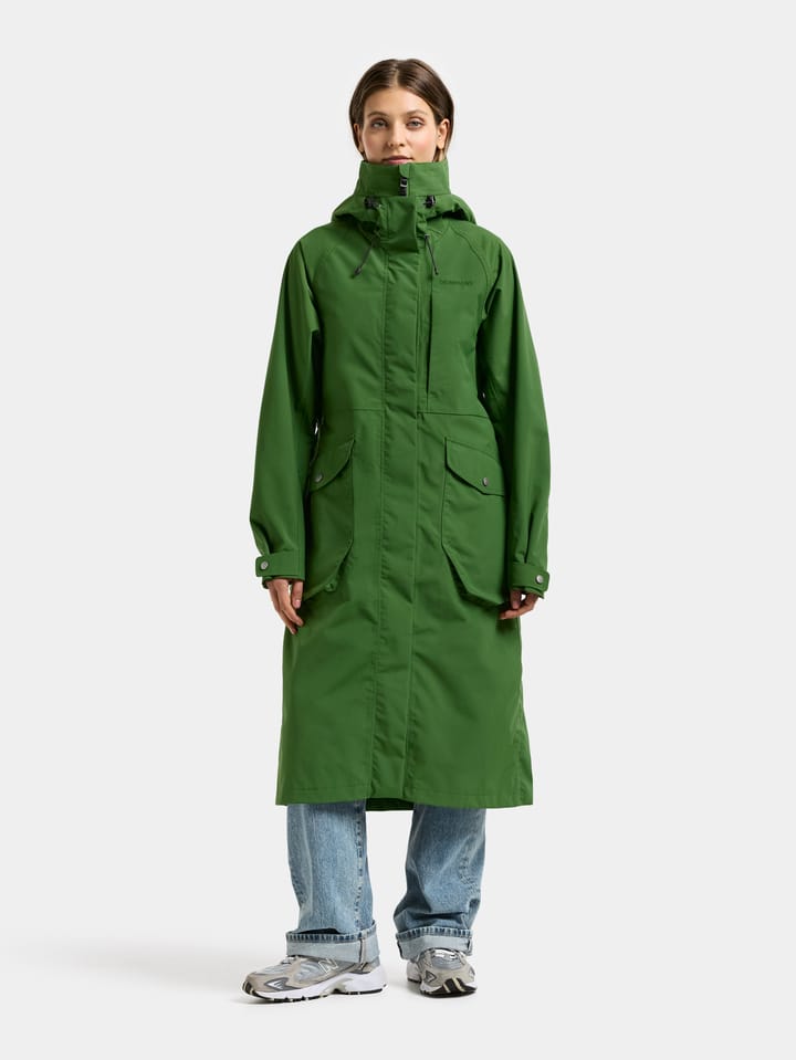 Didriksons Women's Louise Parka Long Velvet Green Didriksons