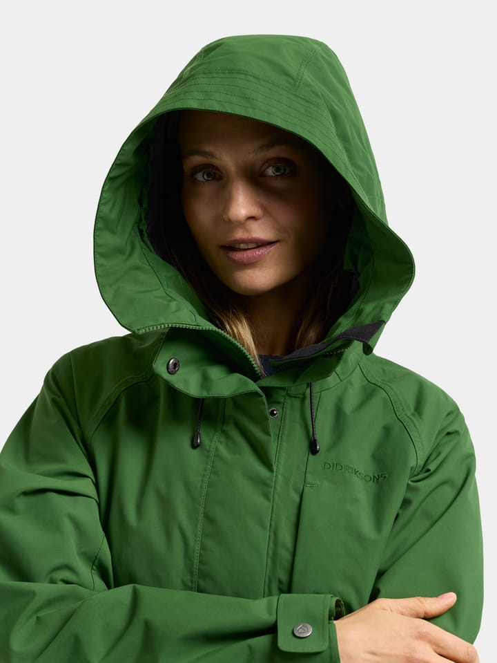 Didriksons Women's Louise Parka Long Velvet Green Didriksons
