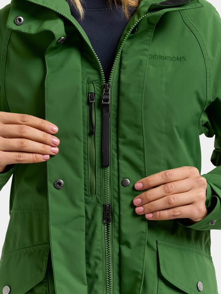 Didriksons Women's Louise Parka Long Velvet Green Didriksons