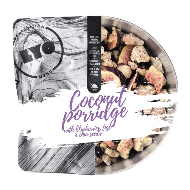 Lyofood Coconut Porridge With Blueberry, Figs and Chia Onecolour Lyofood Coconut Porridge With Blueberry, Figs and Chia Onecolour