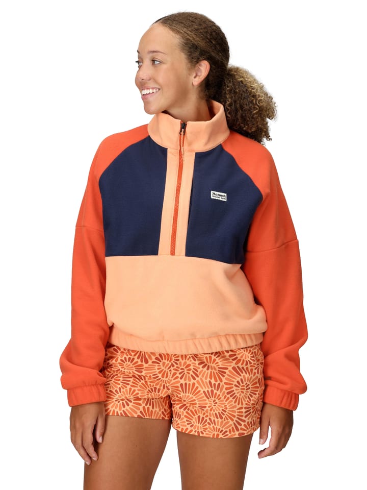 Marmot Women's Retro Rocklin 1/2 Zip Fresh Apricot/arctic Navy/ginger Blossom Marmot
