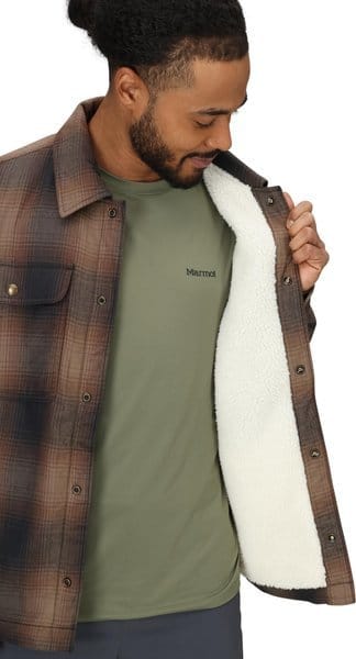 Marmot Men's Ridgefield Sherpa Flannel Shirt Jacket Black Marmot