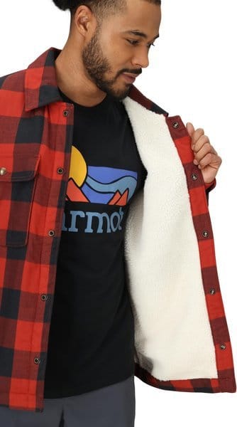 Marmot Men's Ridgefield Sherpa Flannel Shirt Jacket Sumac Marmot