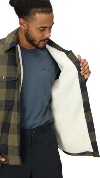 Marmot Men's Ridgefield Sherpa Flannel Shirt Jacket Nori/black Marmot