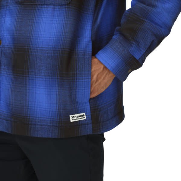 Marmot Men's Ridgefield Sherpa Flannel Shirt Jacket Oxide Blue Marmot