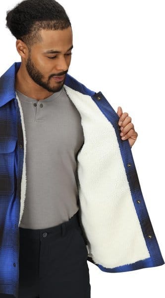 Marmot Men's Ridgefield Sherpa Flannel Shirt Jacket Oxide Blue Marmot