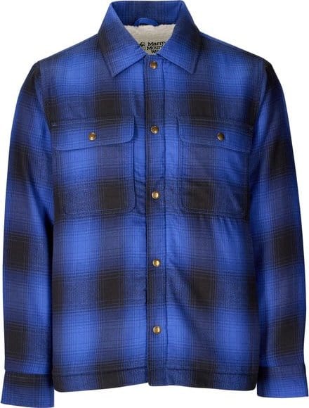 Marmot Men's Ridgefield Sherpa Flannel Shirt Jacket Oxide Blue Marmot