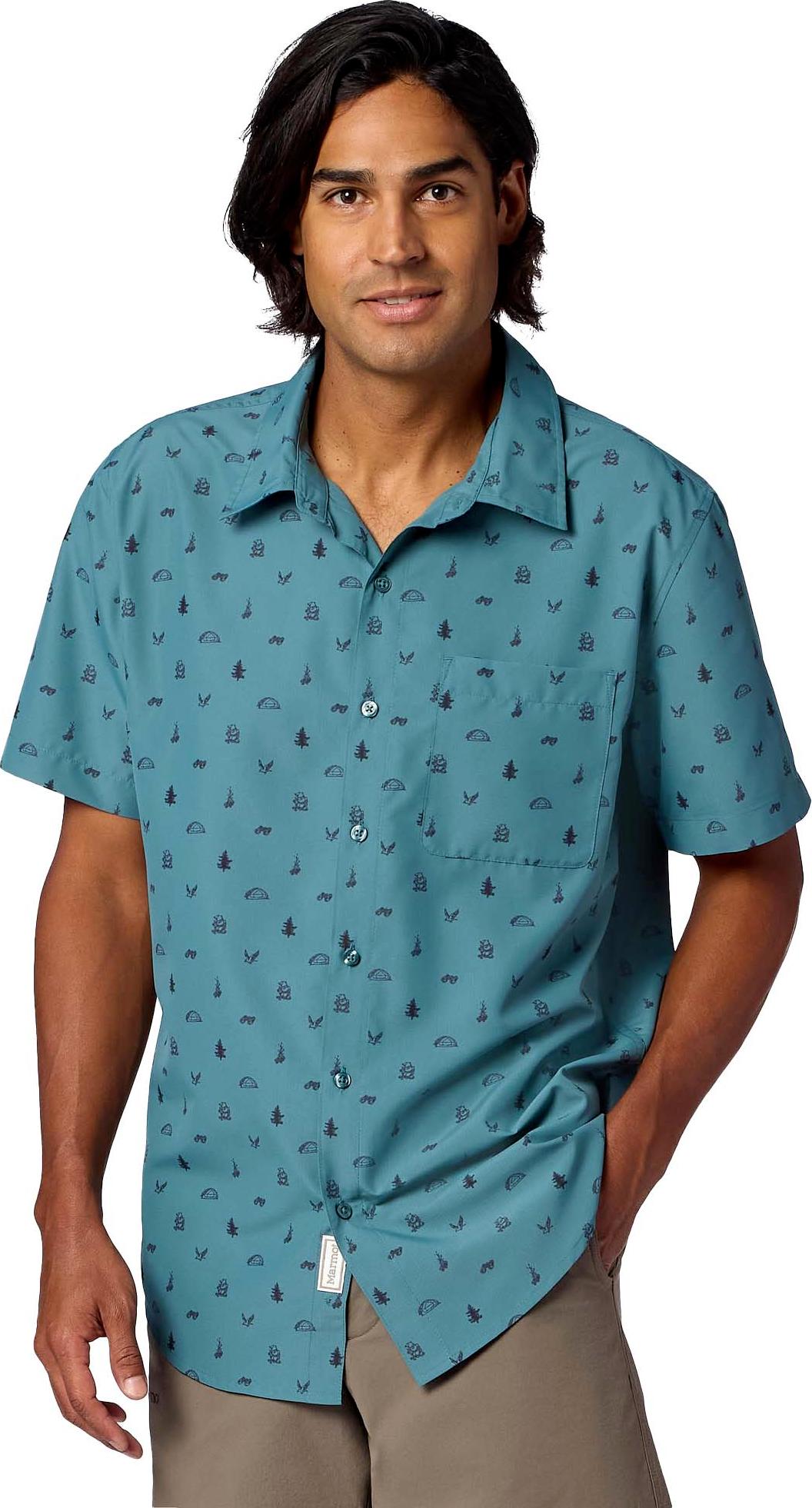 Marmot Men's Airexchange Upf 40 ShortSleeve Shirt Seafloor Camping Trip