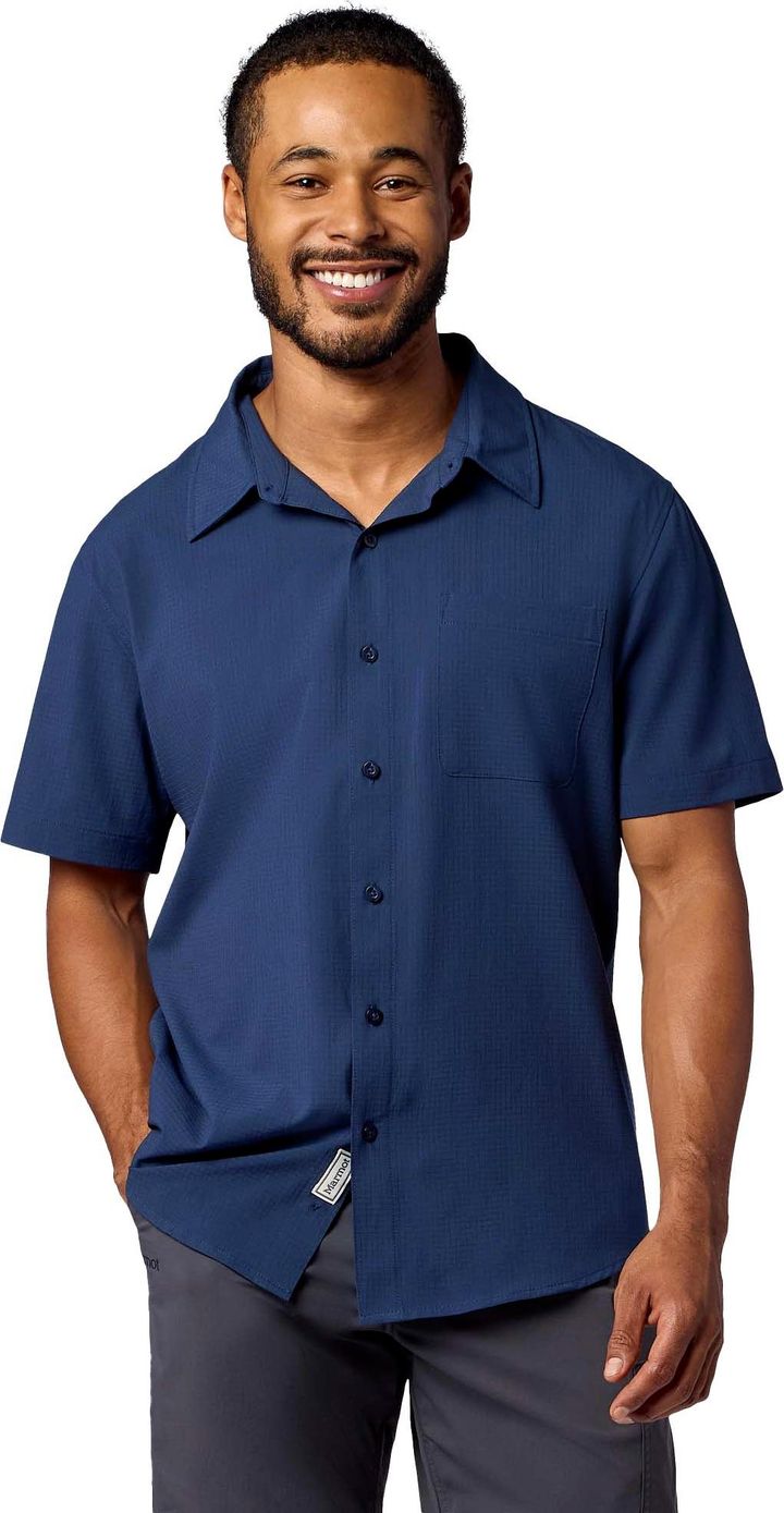 Marmot Men's Airexchange Upf 40 Short Sleeve Shirt Nightfall Navy Marmot