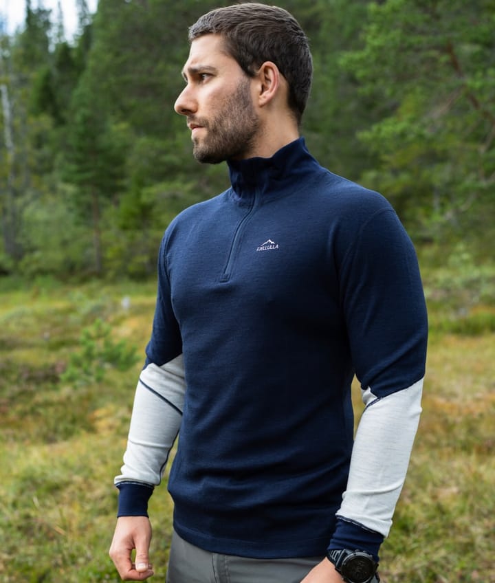 Fjellulla Men'S Half Zip Deep Blue/light Grey Fjellulla Fjellulla Men'S Half Zip Deep Blue/light Grey Fjellulla