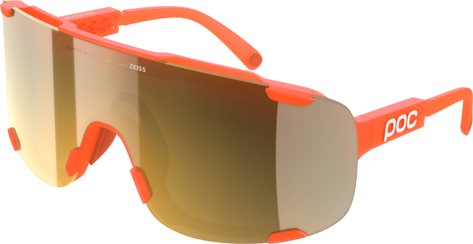 POC Devour Mid Bike Sunglasses Fluo. Orange Translucent/Clarity Road/Partly Sunny Gold