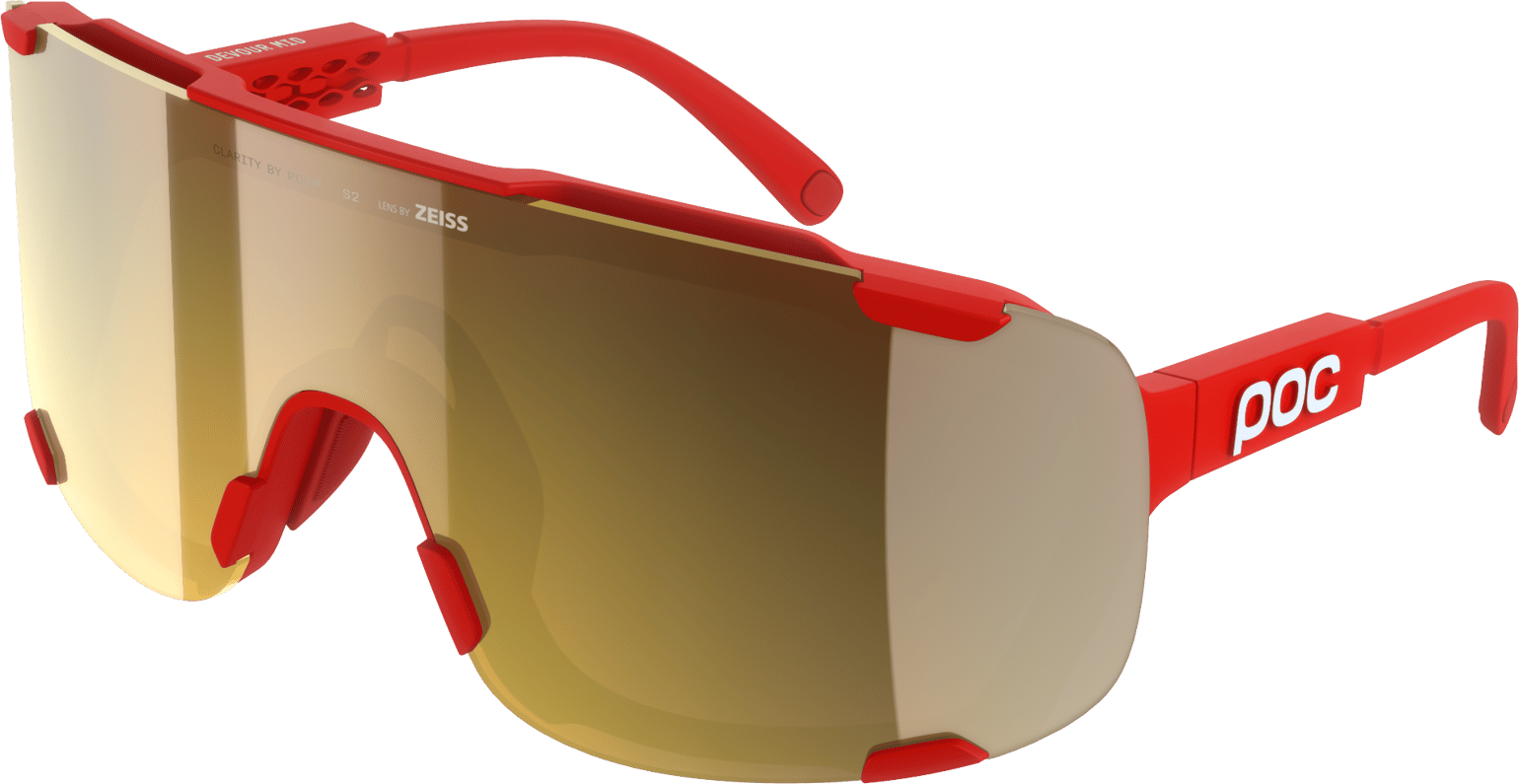 POC Devour Mid Bike Sunglasses Prismane Red/Clarity Road/Partly Sunny Gold