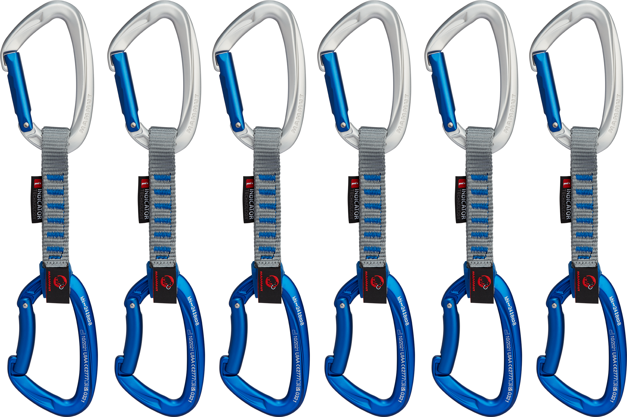 Mammut Crag Keylock 10 Cm Indicator 6-Pack Quickdraws Straight Gate/Bent Gate Key Lock klätterutrustning 10 cm