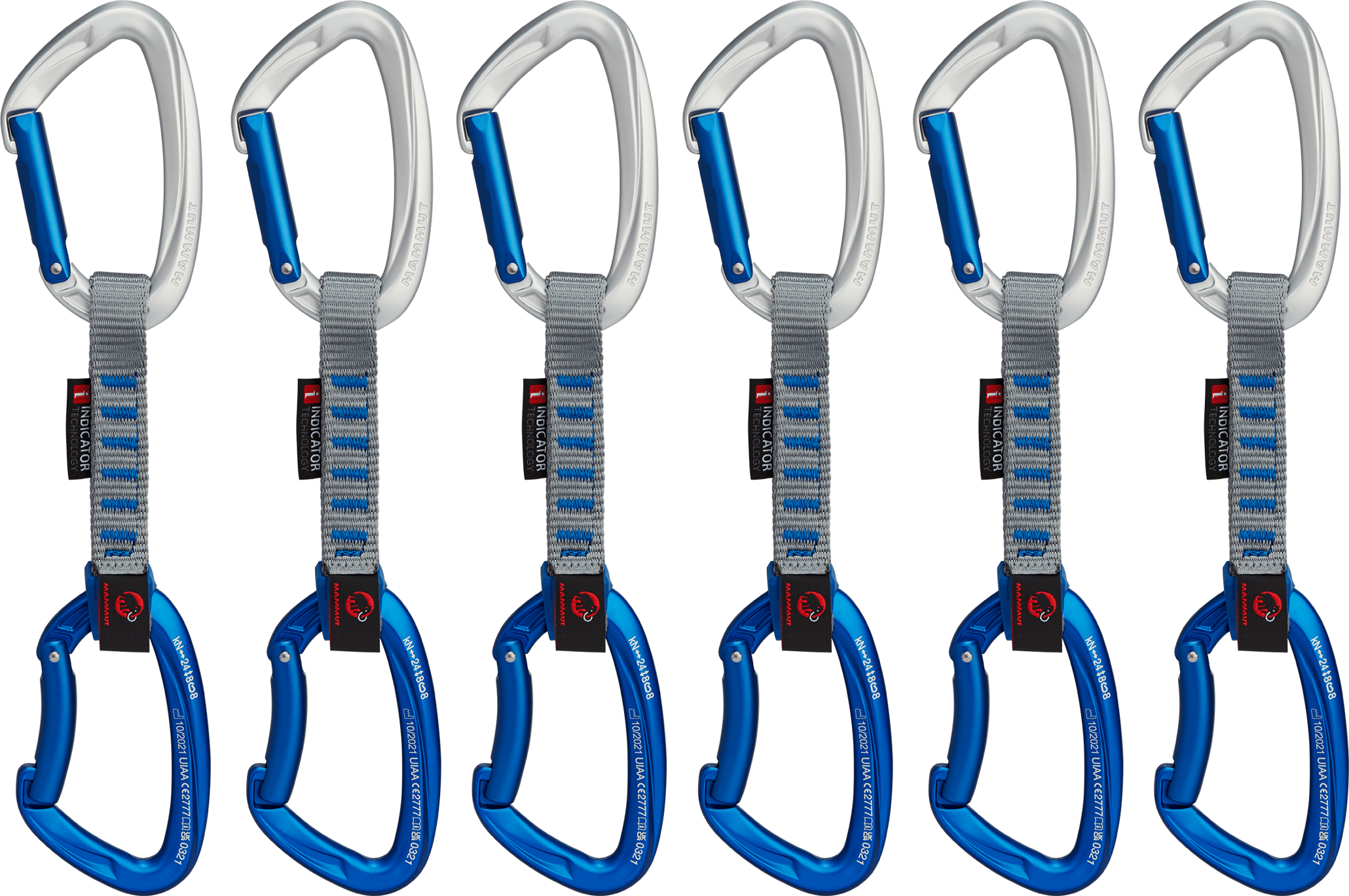 Mammut Crag Keylock 10 Cm Indicator 6-Pack Quickdraws Straight Gate/Bent Gate Key Lock