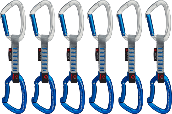 Crag Keylock 10 Cm Indicator 6-Pack Quickdraws Straight Gate/Bent Gate Key Lock, silver-ultramarine Mammut