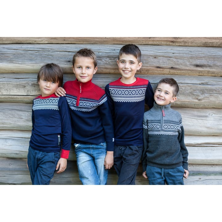 Kids' Wool Sweater with Zip mørk bl�å Marius Kids