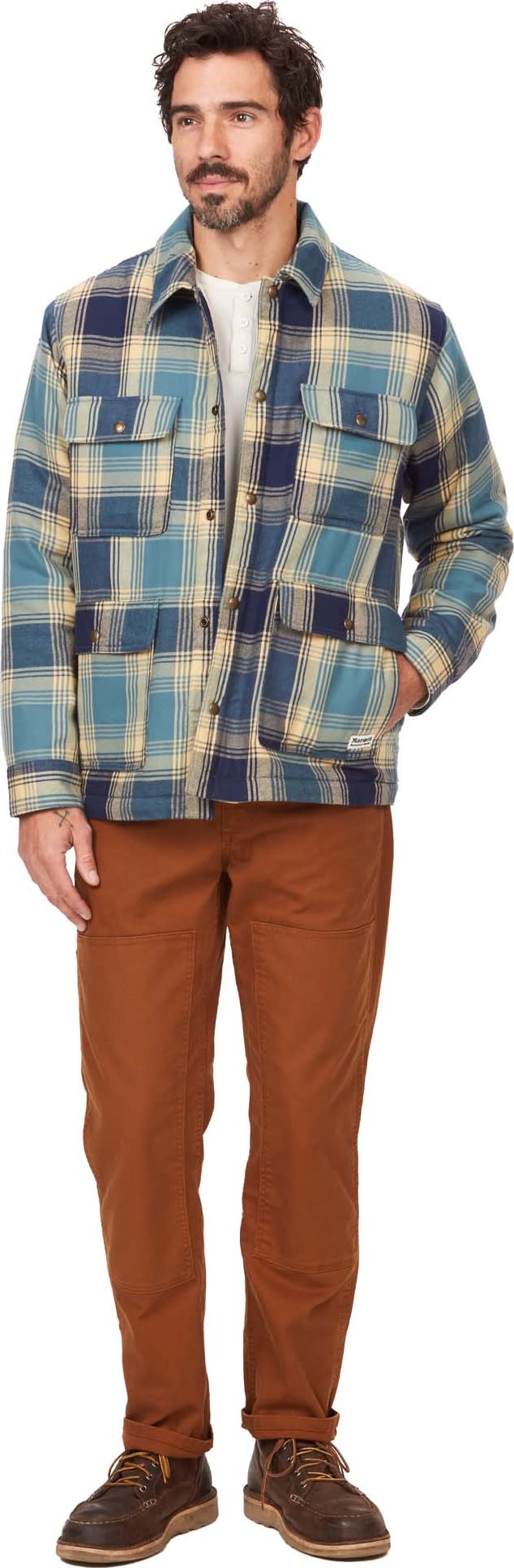 Marmot Men's Ridgefield Sherpa Flannel Shirt Jacket Moon River Marmot