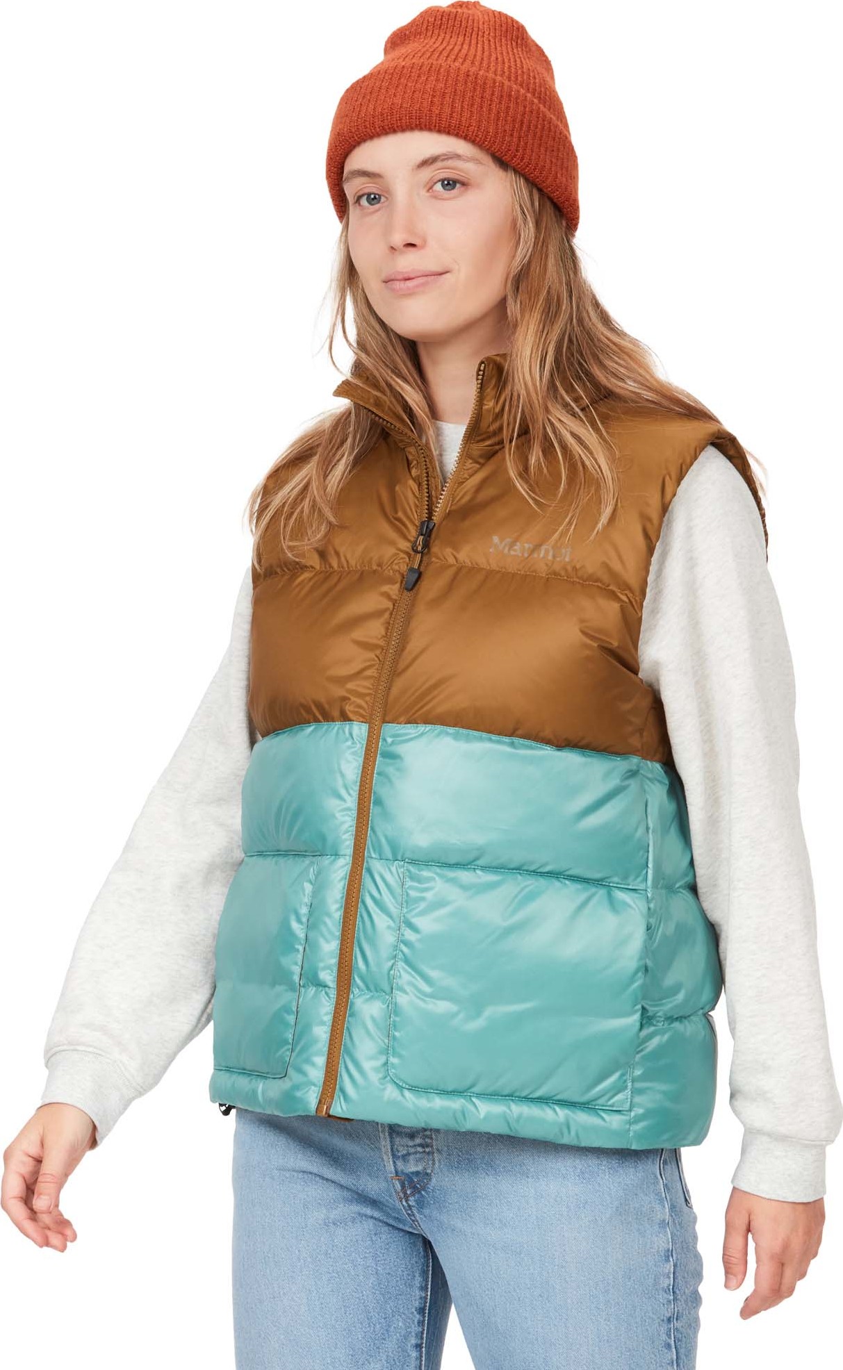 Marmot Women's Guides Down Vest Hazel/Blue Agave M, Hazel/Blue Agave