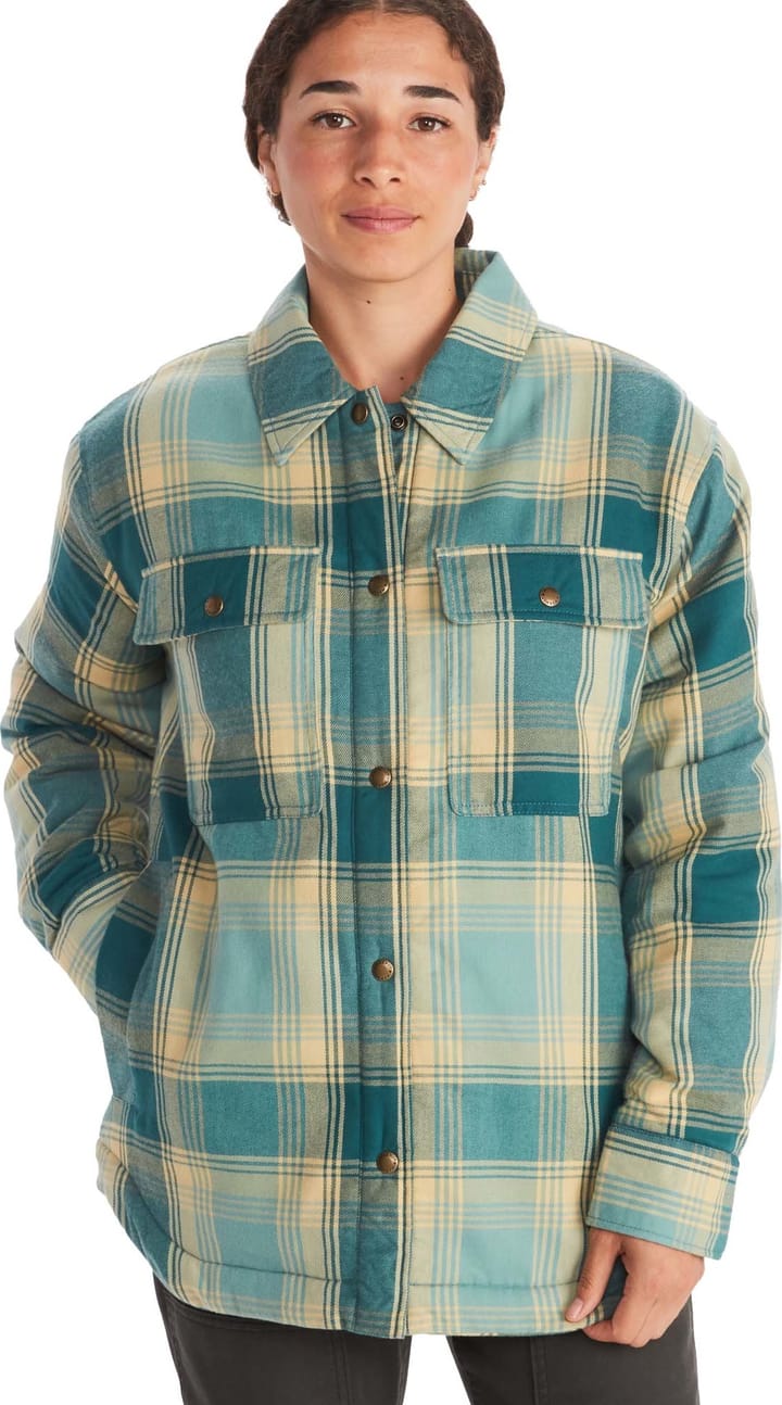 Women's Ridgefield Sherpa Lined Flannel Jacket Blue Agave Marmot