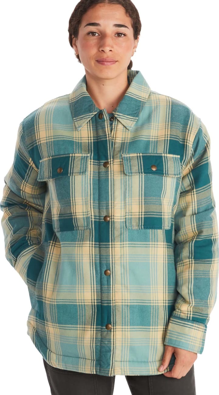 Marmot Women's Ridgefield Sherpa Lined Flannel Jacket Blue Agave Marmot