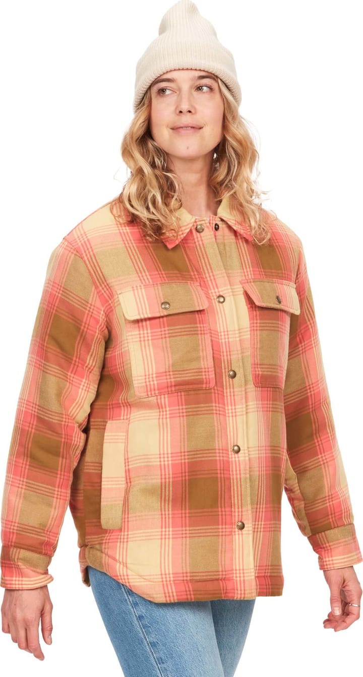 Marmot Women's Ridgefield Sherpa Lined Flannel Jacket Grapefruit Marmot