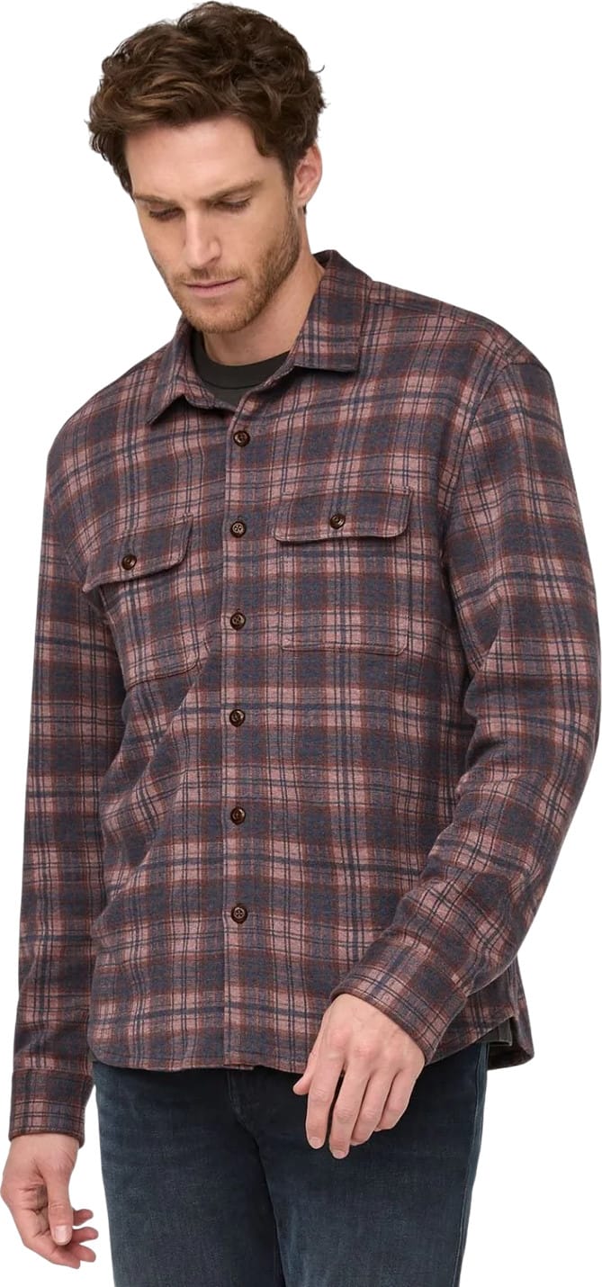 Duer Performance Flannel Button Down Heather Mauve Plaid Duer
