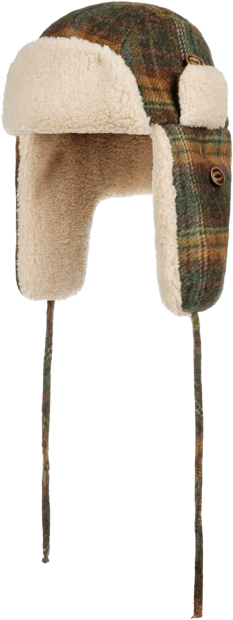 Stetson Checked Bomber Aviator Hat Green/Dark Orange