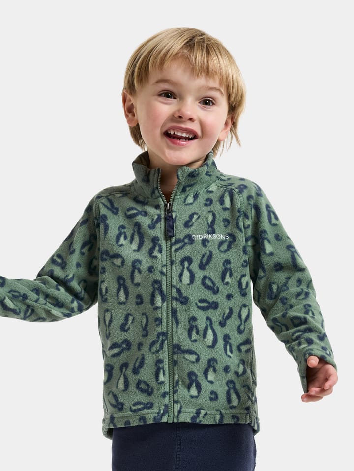 Didriksons Kids' Monte Printed Full-Zip Penguino Green Didriksons