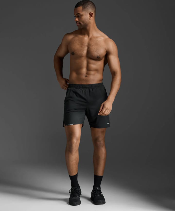2XU Men's Aero 7 Inch Shorts Black/Silver Reflective 2XU