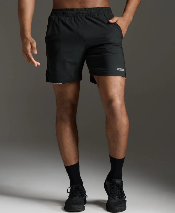 2XU Men's Aero 7 Inch Shorts Black/Silver Reflective 2XU
