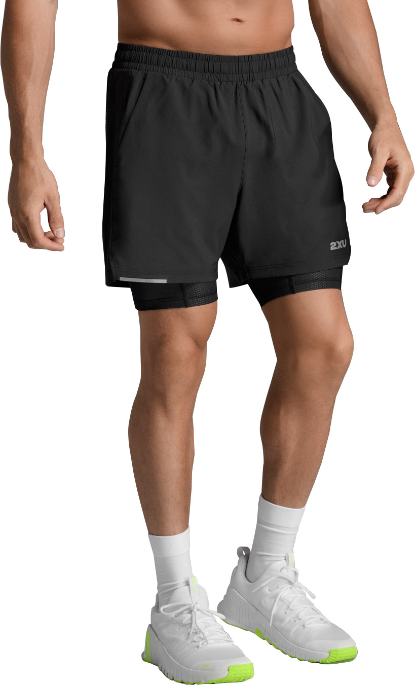 2XU Men's Aero Mesh 2-In-1 5 Inch Shorts Black/silver Reflective Treningsshorts M