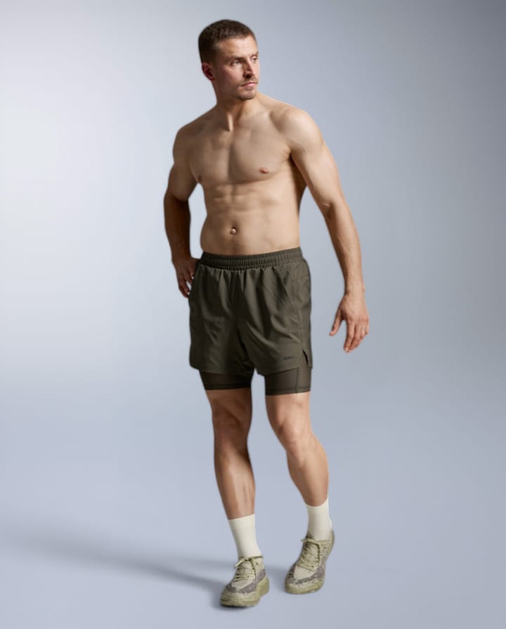 2XU Men's Aero Mesh 2-In-1 5 Inch Shorts Flint/black Reflective 2XU