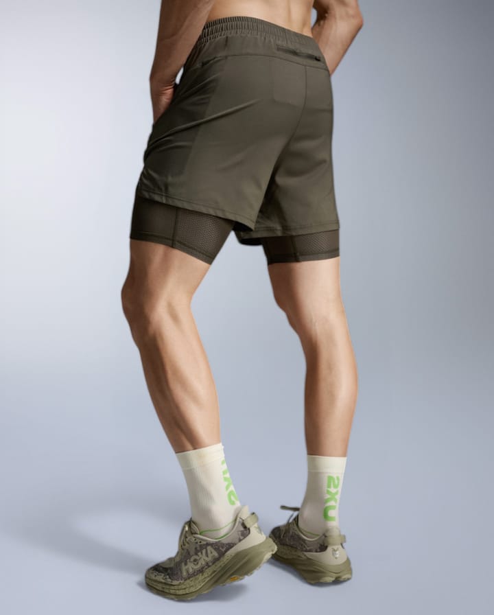 2XU Men's Aero Mesh 2-In-1 5 Inch Shorts Flint/black Reflective 2XU