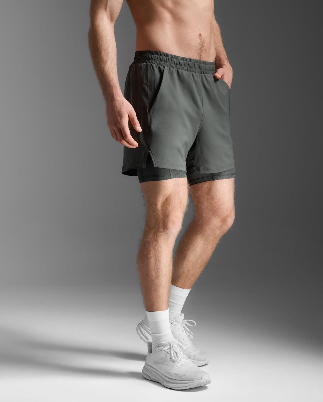 2XU Men's Aero Mesh 2-In-1 5 Inch Shorts Jupiter/black Reflective