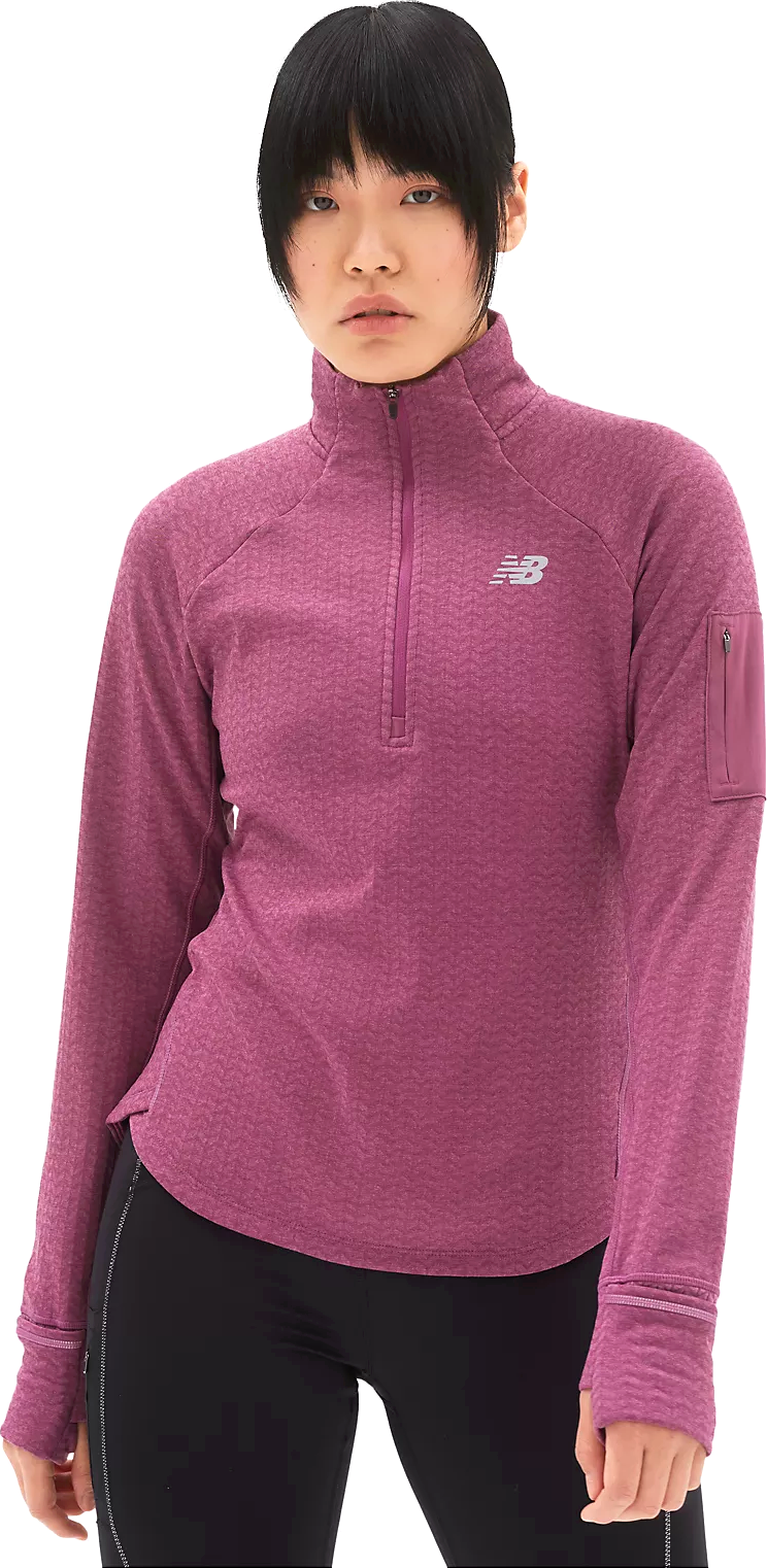 Women’s NB Heat Grid Half Zip Raisin Heather